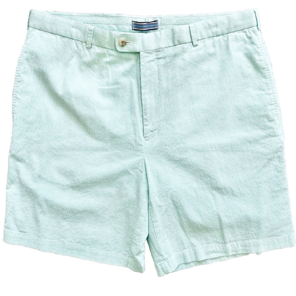 PETER MILLAR GREEN/WHITE SEERSUCKER SHORTS MENS SIZE 38 Classic Golf Preppy